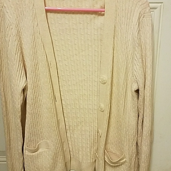 Cream color cardigan sweater with buttons n front - Picture 2 of 2